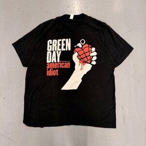 Green Day American Idiot Heart Grenade Black Graphic Band T-Shirt XL Tultex